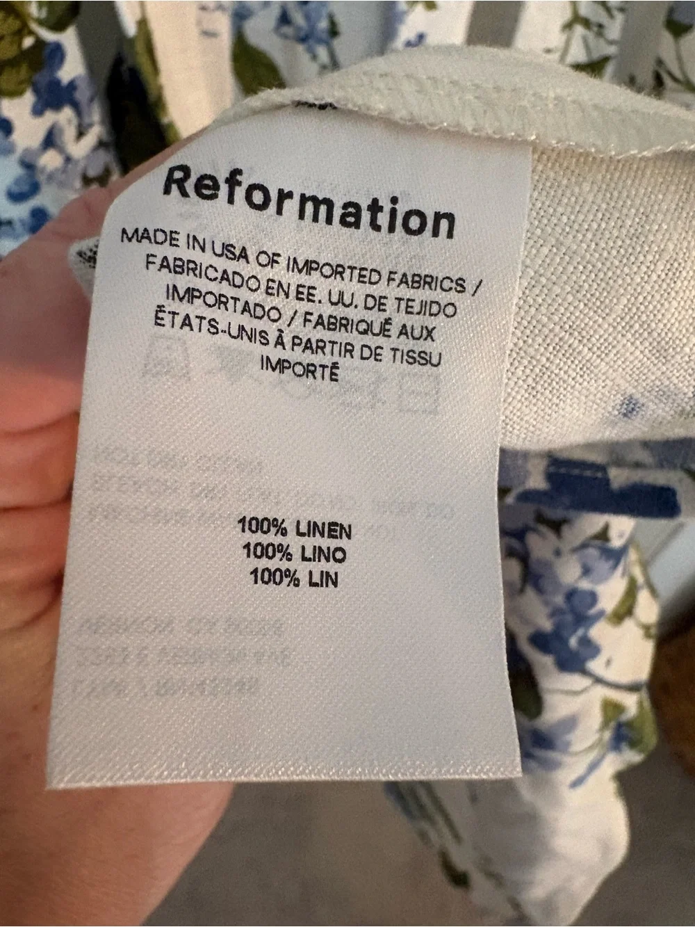 Reformation White Midi Dress with Blue Floral Print - Picture 7 of 10